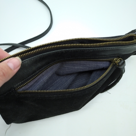 Molly G Small Black Genuine Suede Leather Crossbody Purse Thin Strap Made in‎ LA - Picture 6 of 6